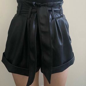 Zara black leather shorts